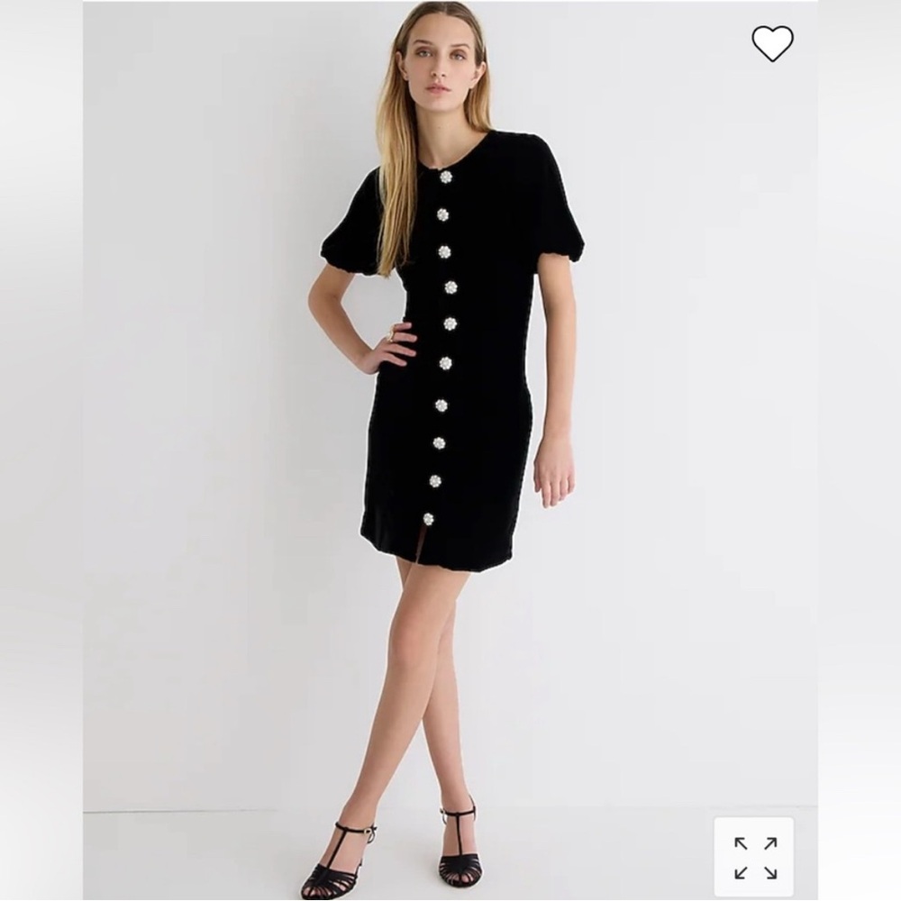 JCrew Black Velvet Dress with Decorative Buttons